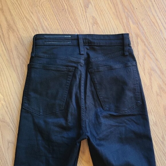 NEW! RAG & BONE CASEY HIGH RISE ANKLE FLARE JEANS BLACK STRETCH DENIM sz 25 - Picture 5 of 7